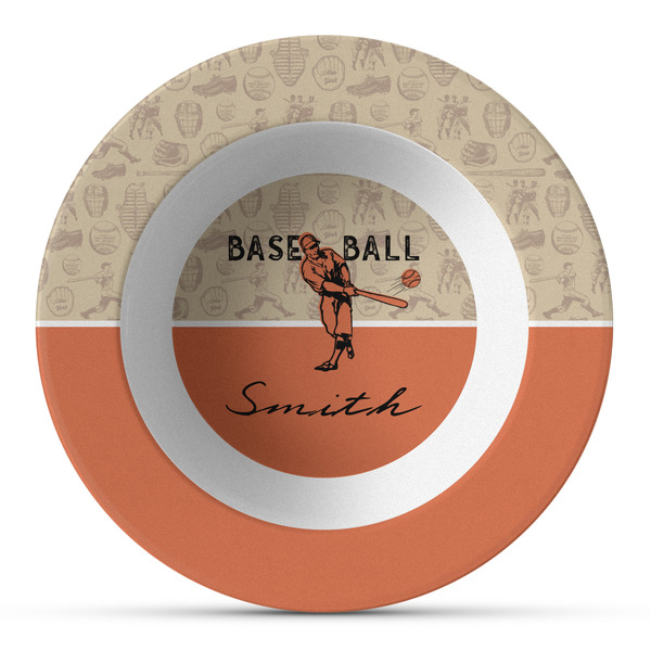 Custom Retro Baseball Plastic Bowl - Microwave Safe - Composite Polymer (Personalized)