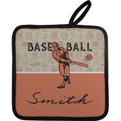 Retro Baseball Pot Holder w/ Name or Text