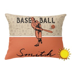 Retro Baseball Outdoor Throw Pillow (Rectangular) (Personalized)