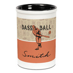 Retro Baseball Ceramic Pencil Holders - Black