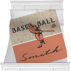 Retro Baseball Minky Blanket - 40"x30" - Double Sided w/ Name or Text