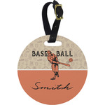 Retro Baseball Plastic Luggage Tag - Round (Personalized)