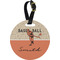 Retro Baseball Personalized Round Luggage Tag