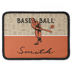 Retro Baseball Iron On Rectangle Patch w/ Name or Text