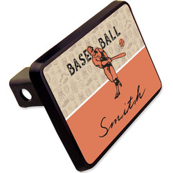 Retro Baseball Rectangular Trailer Hitch Cover - 2" w/ Name or Text