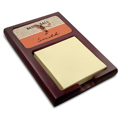Retro Baseball Red Mahogany Sticky Note Holder (Personalized)