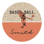 Retro Baseball Round Decal - Small (Personalized)