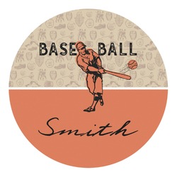 Retro Baseball Round Decal - Small (Personalized)