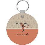 Retro Baseball Round Plastic Keychain (Personalized)