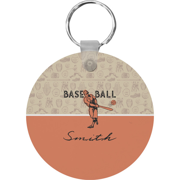 Custom Retro Baseball Round Plastic Keychain (Personalized)