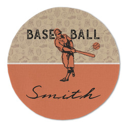 Retro Baseball Round Linen Placemat (Personalized)