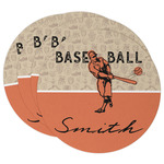 Retro Baseball Round Paper Coasters w/ Name or Text