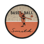 Retro Baseball Iron On Round Patch w/ Name or Text