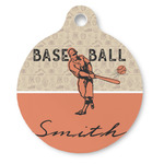 Retro Baseball Round Pet ID Tag (Personalized)