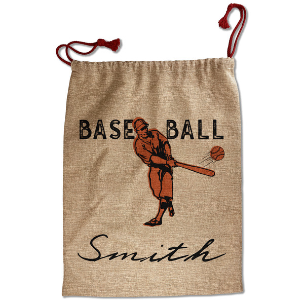 Custom Retro Baseball Santa Sack - Front (Personalized)