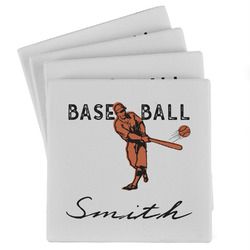 Retro Baseball Absorbent Stone Coasters - Set of 4 (Personalized)