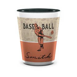 Retro Baseball Ceramic Shot Glass - 1.5 oz - Two Tone - Single (Personalized)