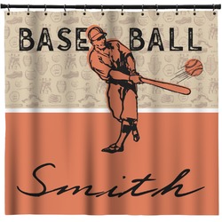 Retro Baseball Shower Curtain - 71" x 74" (Personalized)