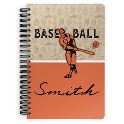 Retro Baseball Spiral Notebook - 7x10 w/ Name or Text