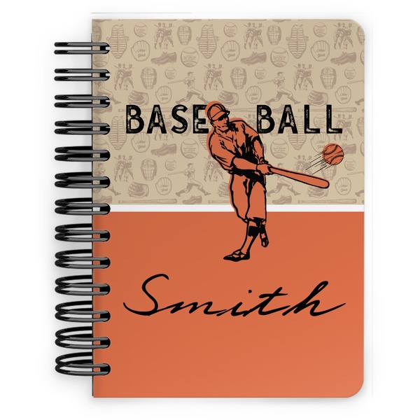 Custom Retro Baseball Spiral Notebook - 5x7 w/ Name or Text