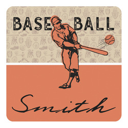 Retro Baseball Square Decal - Small (Personalized)