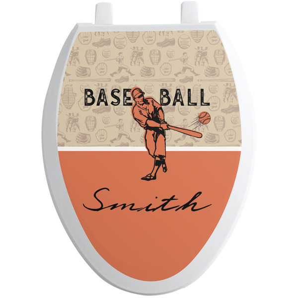 Custom Retro Baseball Toilet Seat Decal - Elongated (Personalized)