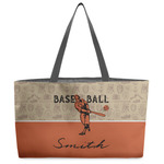 Retro Baseball Beach Totes Bag - w/ Black Handles (Personalized)