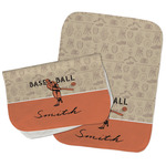 Retro Baseball Burp Cloths - Fleece - Set of 2 w/ Name or Text