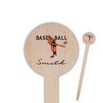 Retro Baseball 6" Round Wooden Food Picks - Double Sided (Personalized)