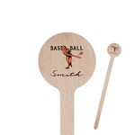 Retro Baseball 6" Round Wooden Stir Sticks - Double Sided (Personalized)