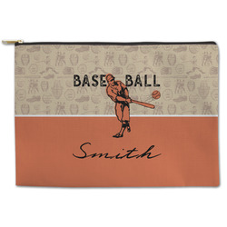 Retro Baseball Zipper Pouch - Large - 12.5"x8.5" (Personalized)