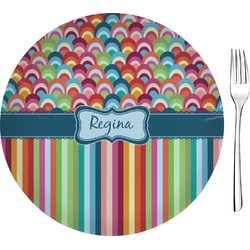 Retro Scales & Stripes Glass Appetizer / Dessert Plate 8" (Personalized)