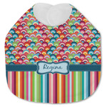 Retro Scales & Stripes Jersey Knit Baby Bib w/ Name or Text