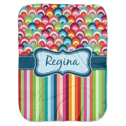 Retro Scales & Stripes Baby Swaddling Blanket (Personalized)