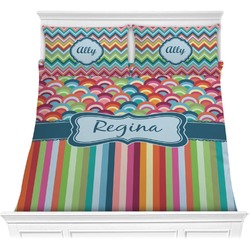 Retro Scales & Stripes Comforter Set - Full / Queen (Personalized)