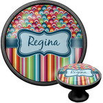 Retro Scales & Stripes Cabinet Knob (Black) (Personalized)