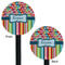 Retro Scales & Stripes Black Plastic 5.5" Stir Stick - Double Sided - Round - Front & Back