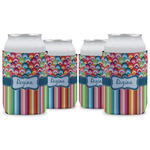 Retro Scales & Stripes Can Cooler (12 oz) - Set of 4 w/ Name or Text