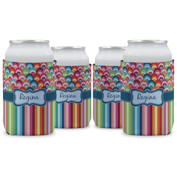 Custom Retro Scales & Stripes Can Cooler (12 oz) - Set of 4 w/ Name or Text