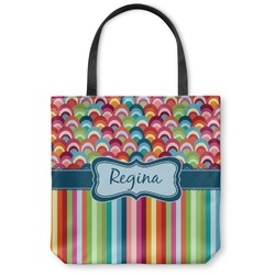 Retro Scales & Stripes Canvas Tote Bag - Medium - 16"x16" (Personalized)