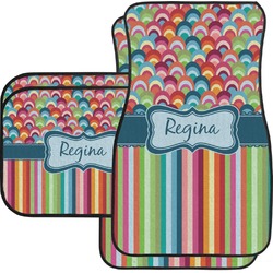 Retro Scales & Stripes Car Floor Mats Set - 2 Front & 2 Back (Personalized)
