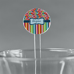 Retro Scales & Stripes 7" Round Plastic Stir Sticks - Clear (Personalized)