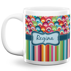 Retro Scales & Stripes 20 Oz Coffee Mug - White (Personalized)
