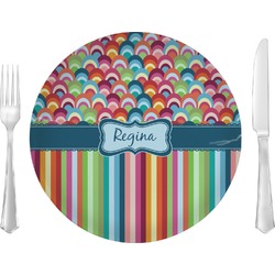 Retro Scales & Stripes 10" Glass Lunch / Dinner Plates - Single or Set (Personalized)