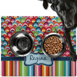 Retro Scales & Stripes Dog Food Mat - Large w/ Name or Text