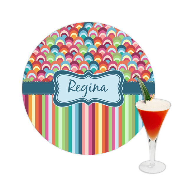 Custom Retro Scales & Stripes Printed Drink Topper -  2.5" (Personalized)