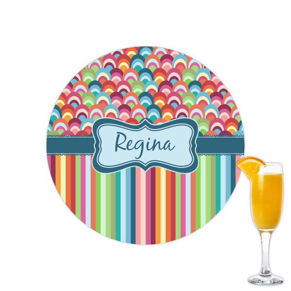 Custom Retro Scales & Stripes Printed Drink Topper - 2.15" (Personalized)