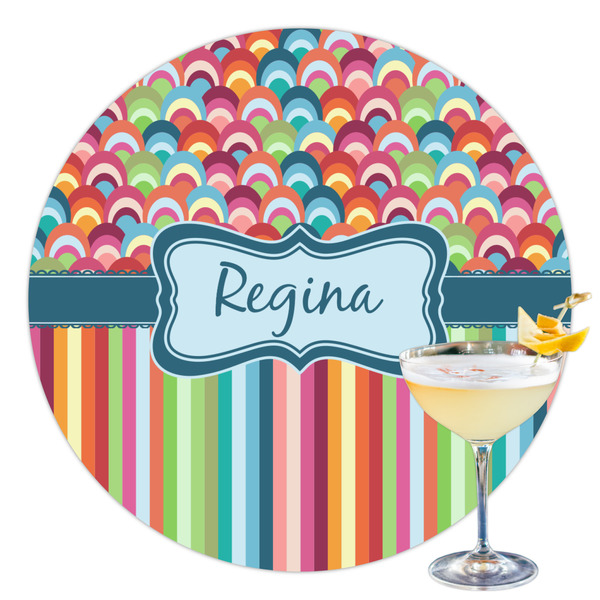 Custom Retro Scales & Stripes Printed Drink Topper - 3.5" (Personalized)