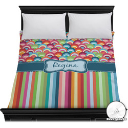 Retro Scales & Stripes Duvet Cover - Full / Queen (Personalized)