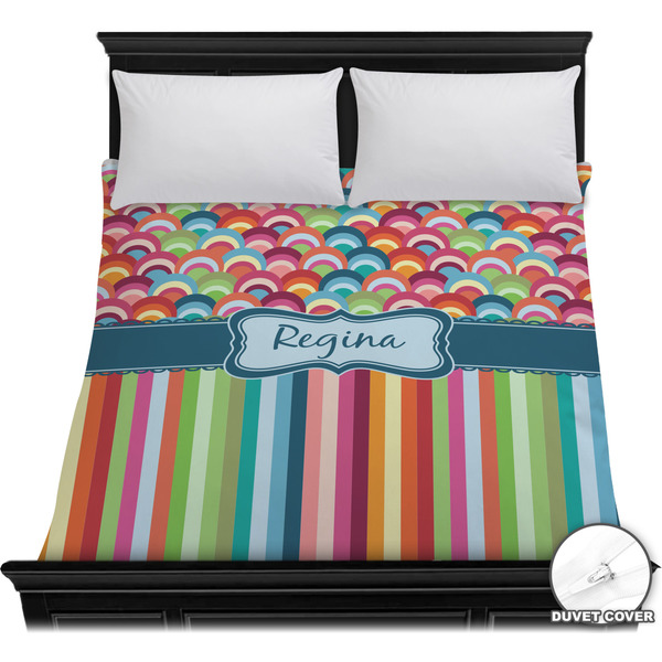 Custom Retro Scales & Stripes Duvet Cover - Full / Queen (Personalized)